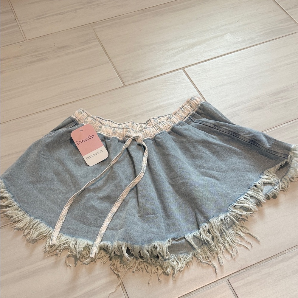 Light Blue Frayed Hem Denim Skirt size L